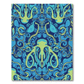 Deep Blue Lime Octopus Abstract Rug