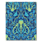 Deep Blue Lime Octopus Abstract Rug