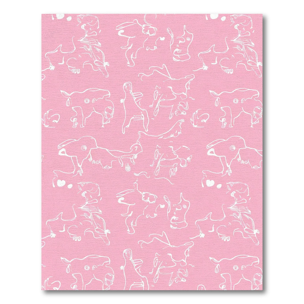 Pink Abstract Line Drawing Figures Rug
