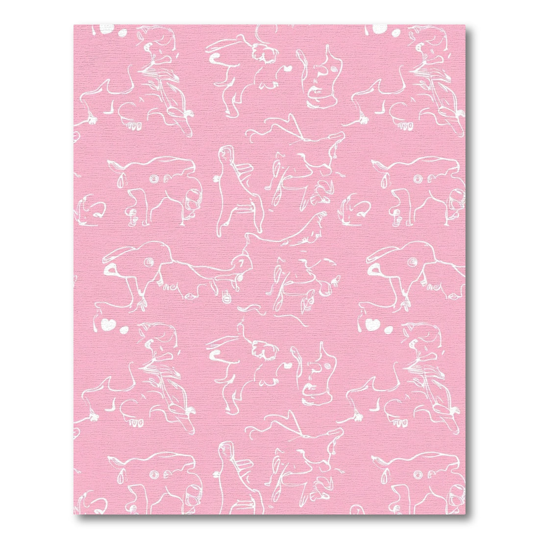 Pink Abstract Line Drawing Figures Rug
