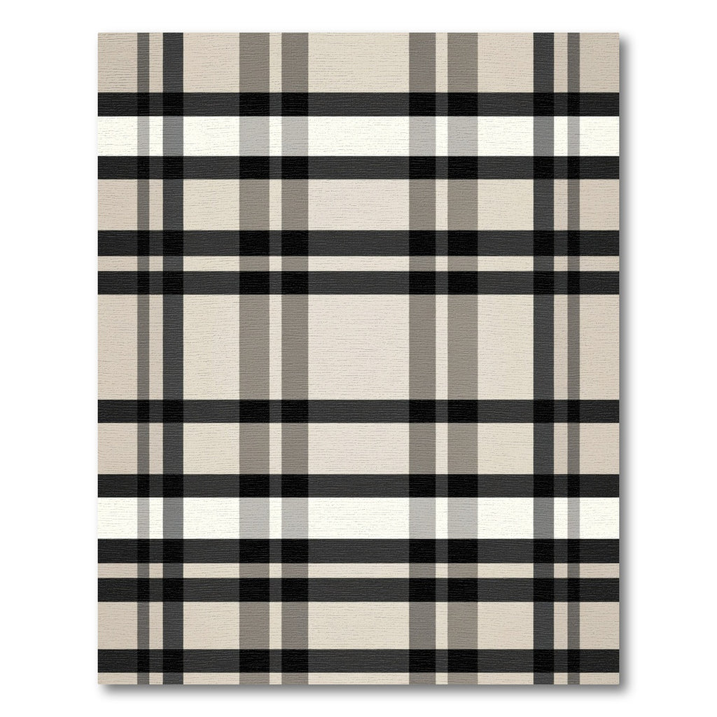 Classic Beige Black Plaid Grid Rug