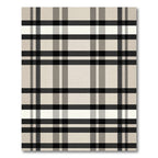 Classic Beige Black Plaid Grid Rug