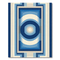 Retro Blue Geometric Concentric Circles Rug