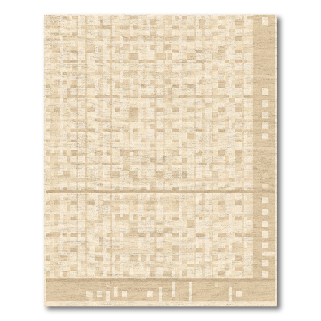 Beige Geometric Lattice Weave Rug