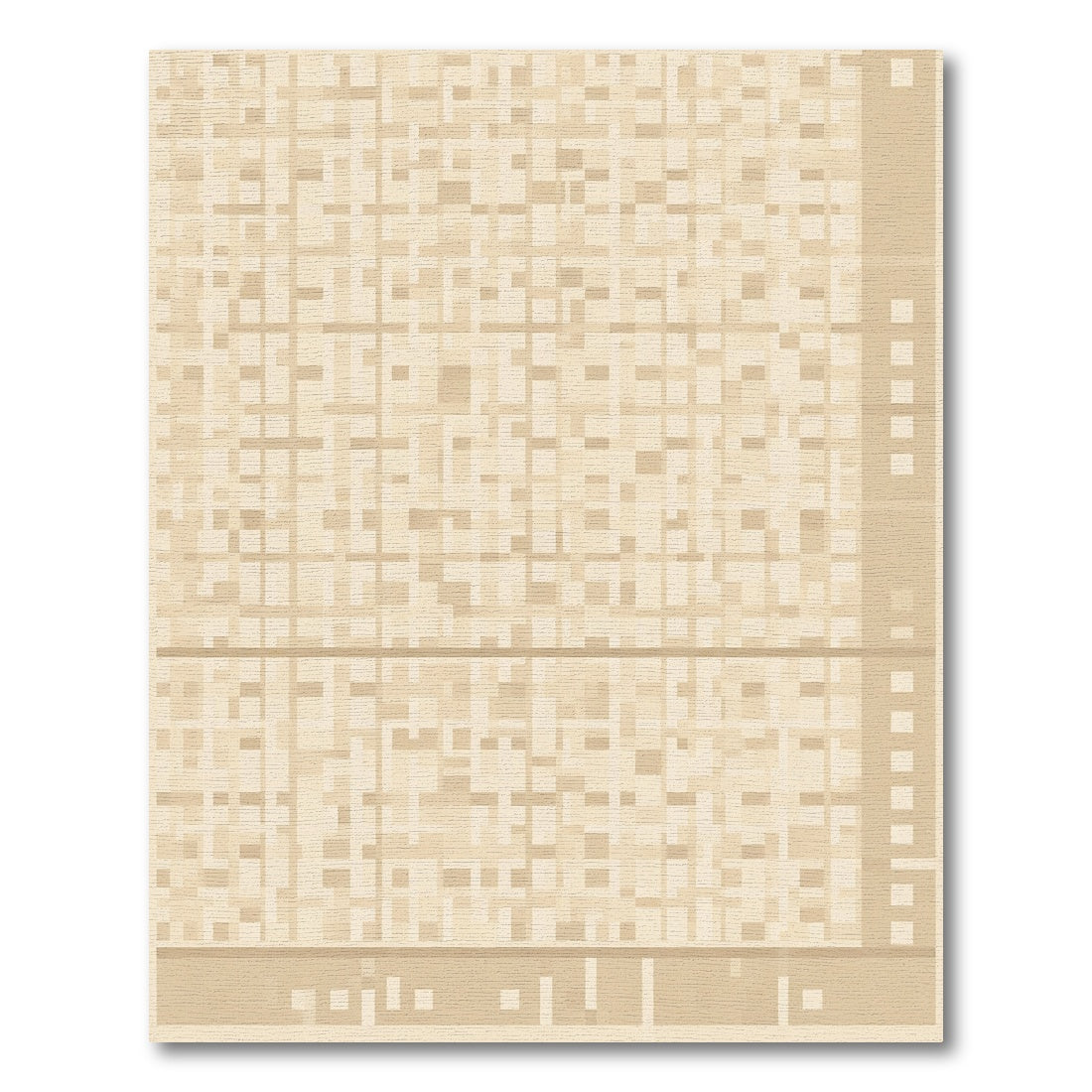 Beige Geometric Lattice Weave Rug
