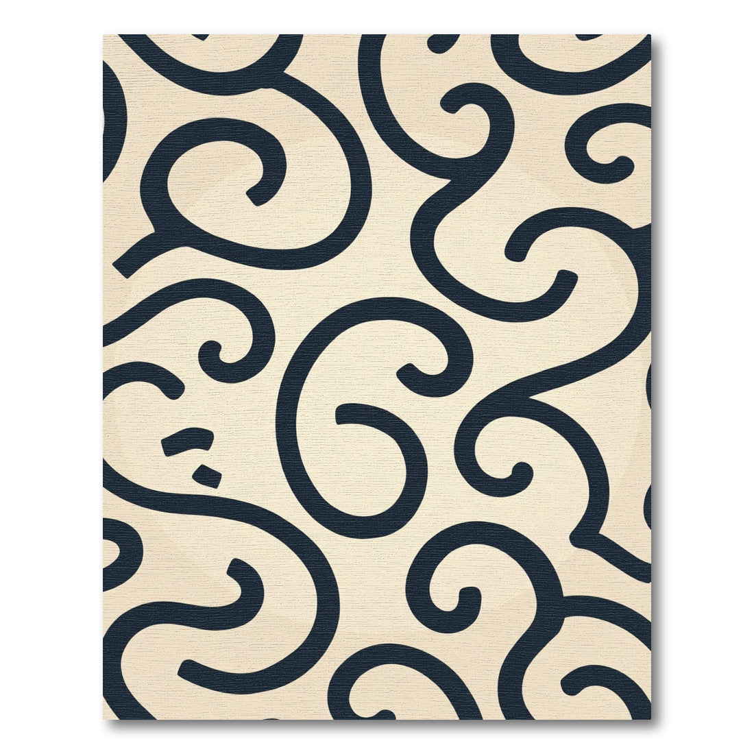 Navy Swirl Cream Ecru Flourish Background Rug