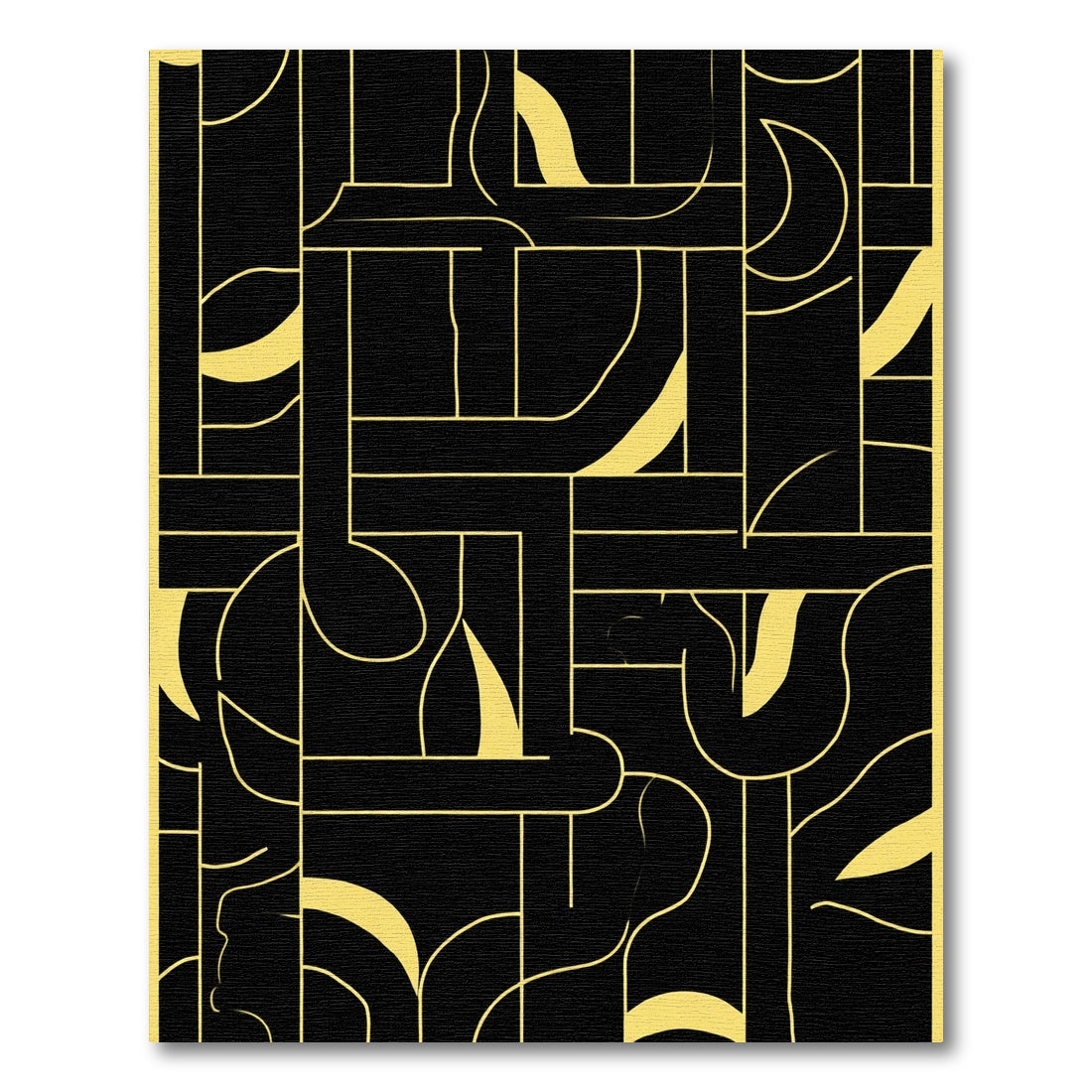 Black Gold Geometric Intersecting Lines Rug