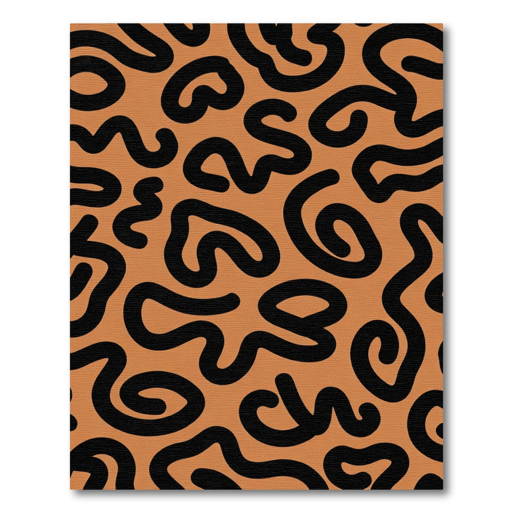 Bold Black Swirl Terracotta Rug