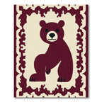 Crimson Bear Whimsical Folk Art Rug