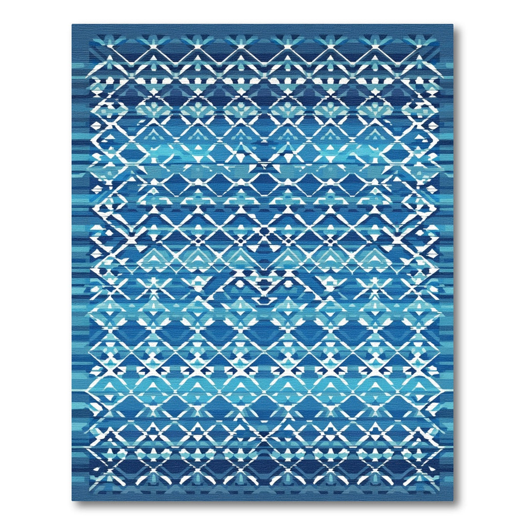 Deep Blue Geometric Diamond Medallion Rug