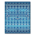 Deep Blue Geometric Diamond Medallion Rug