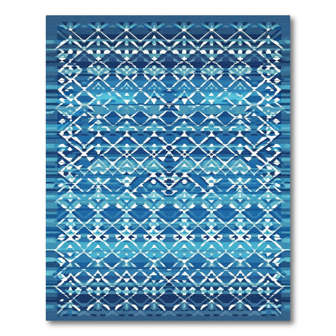 Deep Blue Geometric Diamond Medallion Rug