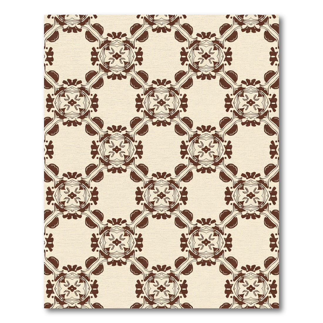 Brown Cream Repeating Medallion Rug