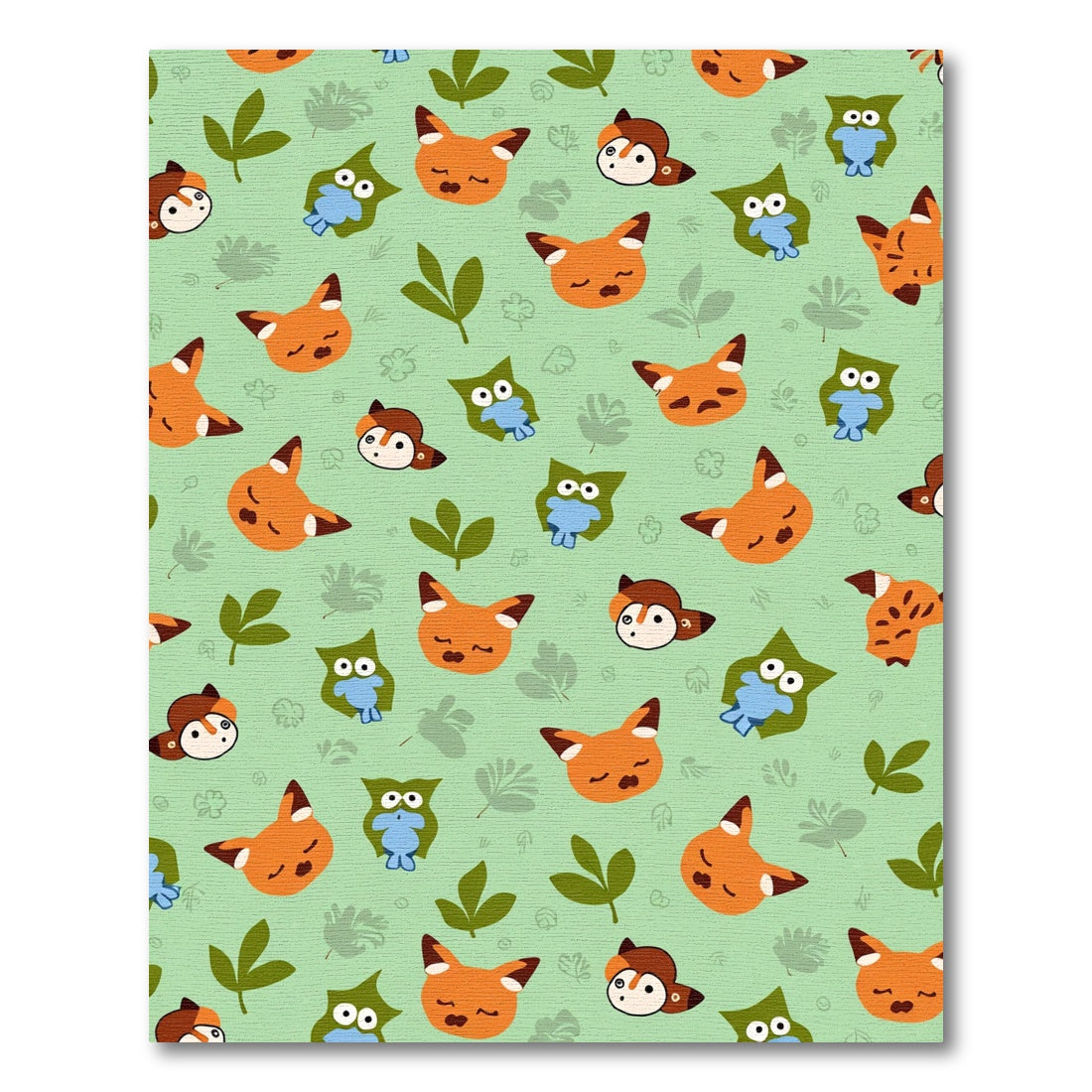 Whimsical Orange Fox Owl Forest Rug