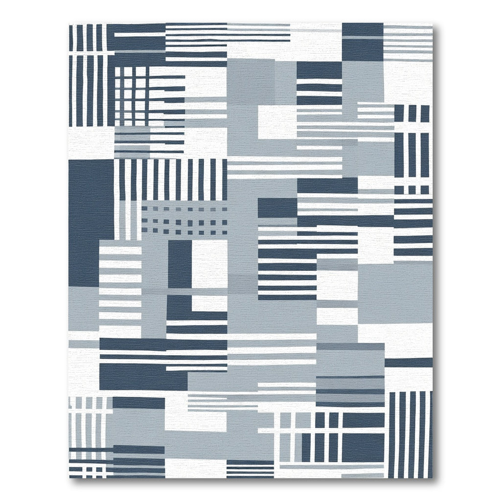 Abstract Geometric Navy Blue Blocks Rug