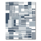Abstract Geometric Navy Blue Blocks Rug