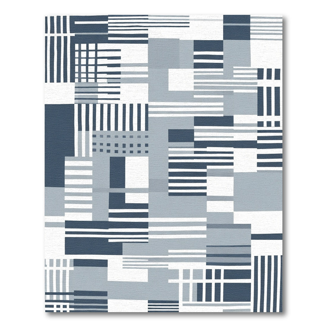 Abstract Geometric Navy Blue Blocks Rug