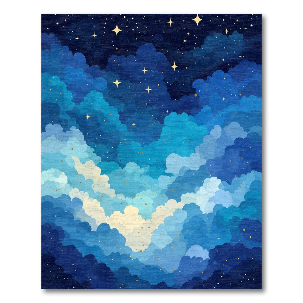 Dreamy Blue Cloud Starry Night Rug