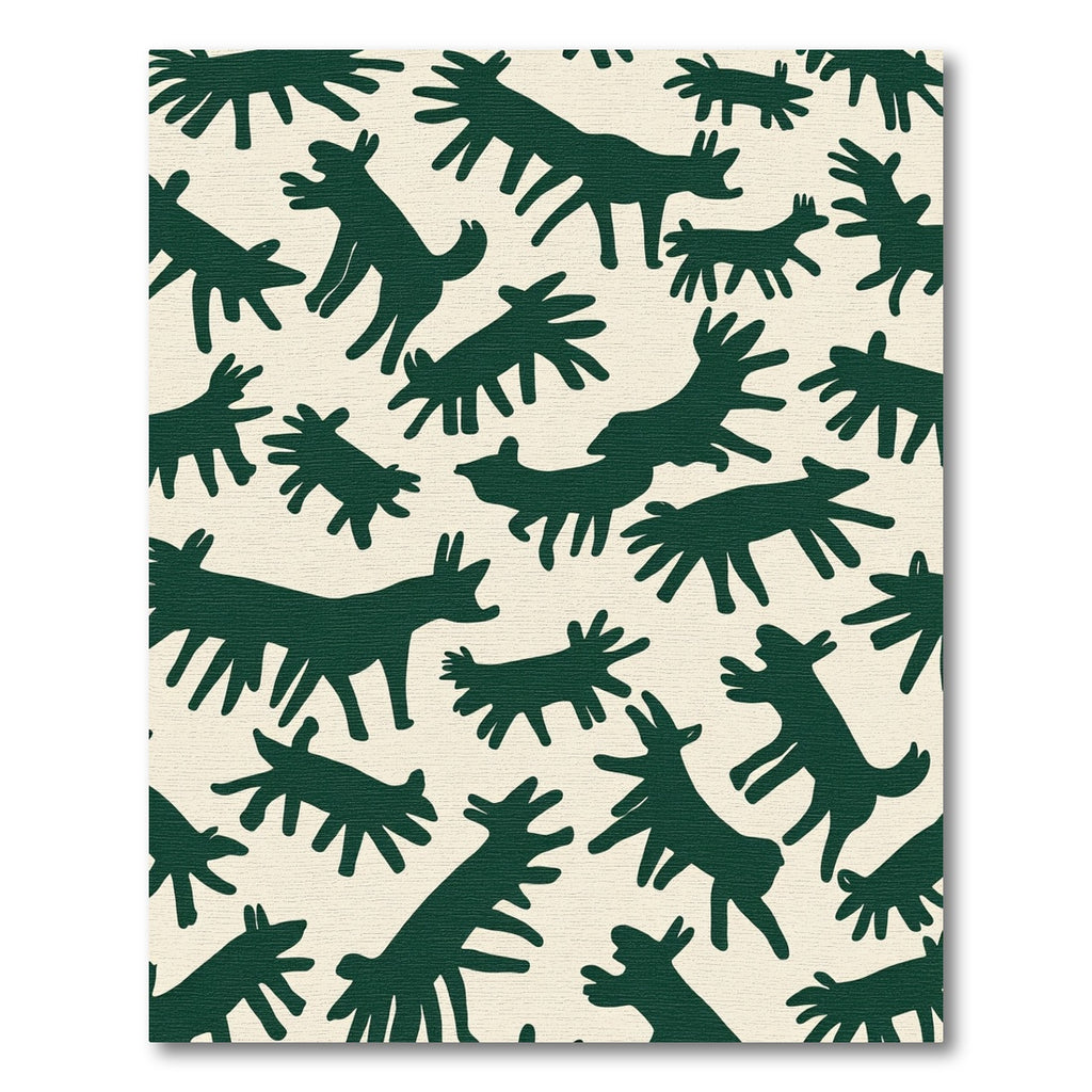 Dark Green Abstract Animal Silhouette Rug