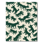 Dark Green Abstract Animal Silhouette Rug