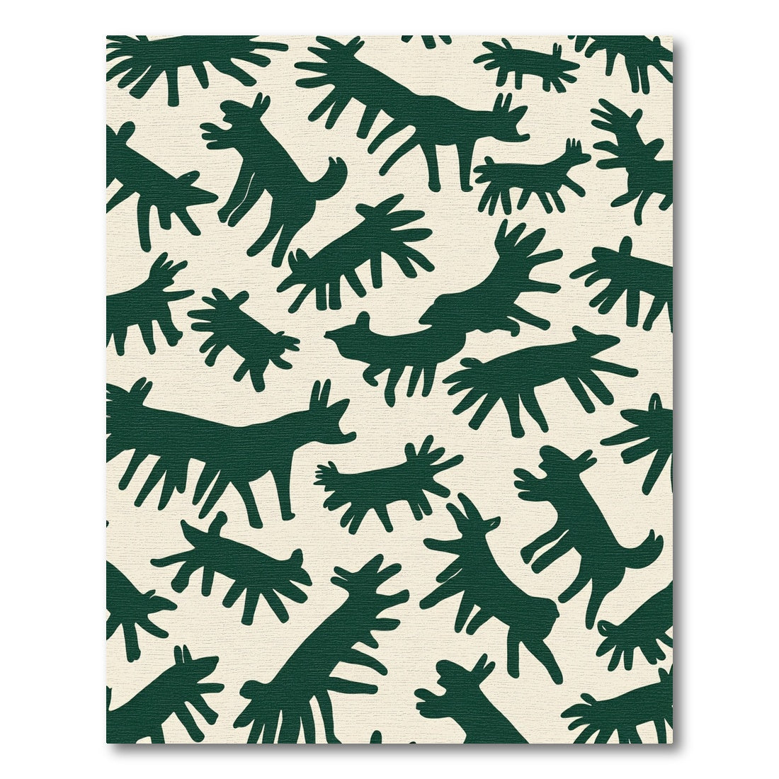 Dark Green Abstract Animal Silhouette Rug