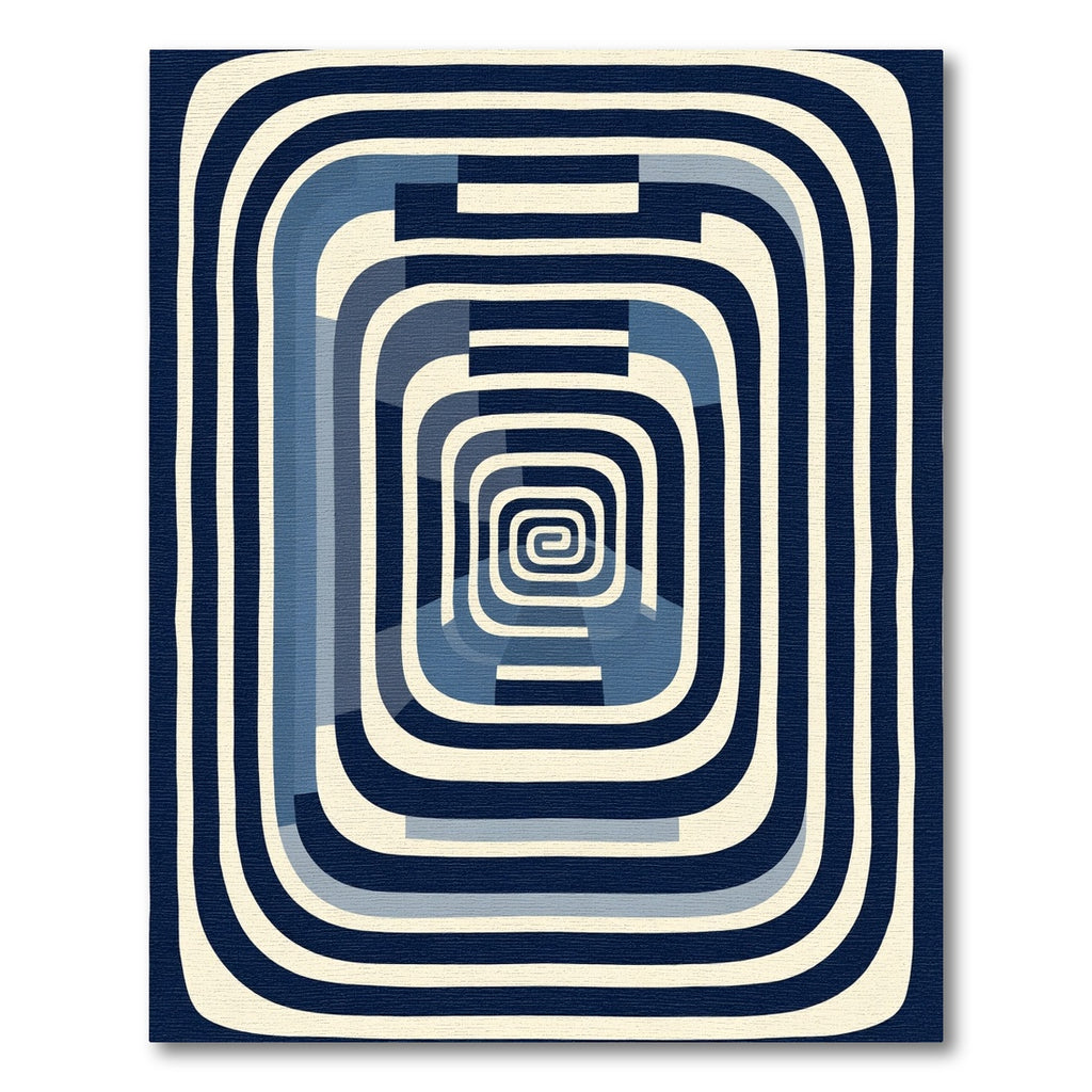 Retro Blue Striped Tunnel Rug