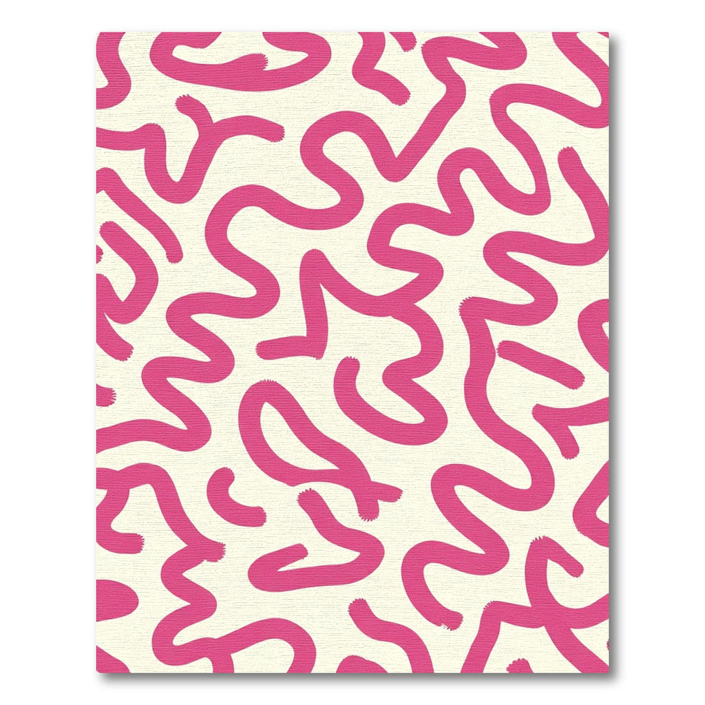 Hot Pink Swirl Abstract Cream Rug