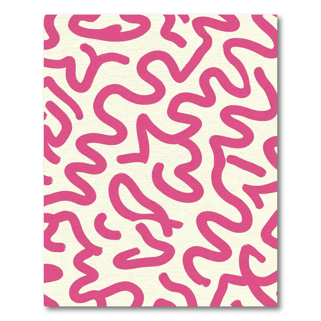 Hot Pink Swirl Abstract Cream Rug