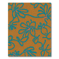 Teal Blue Floral Vines on Amber Rug