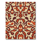 Burnt Orange Cream Abstract Swirl Rug