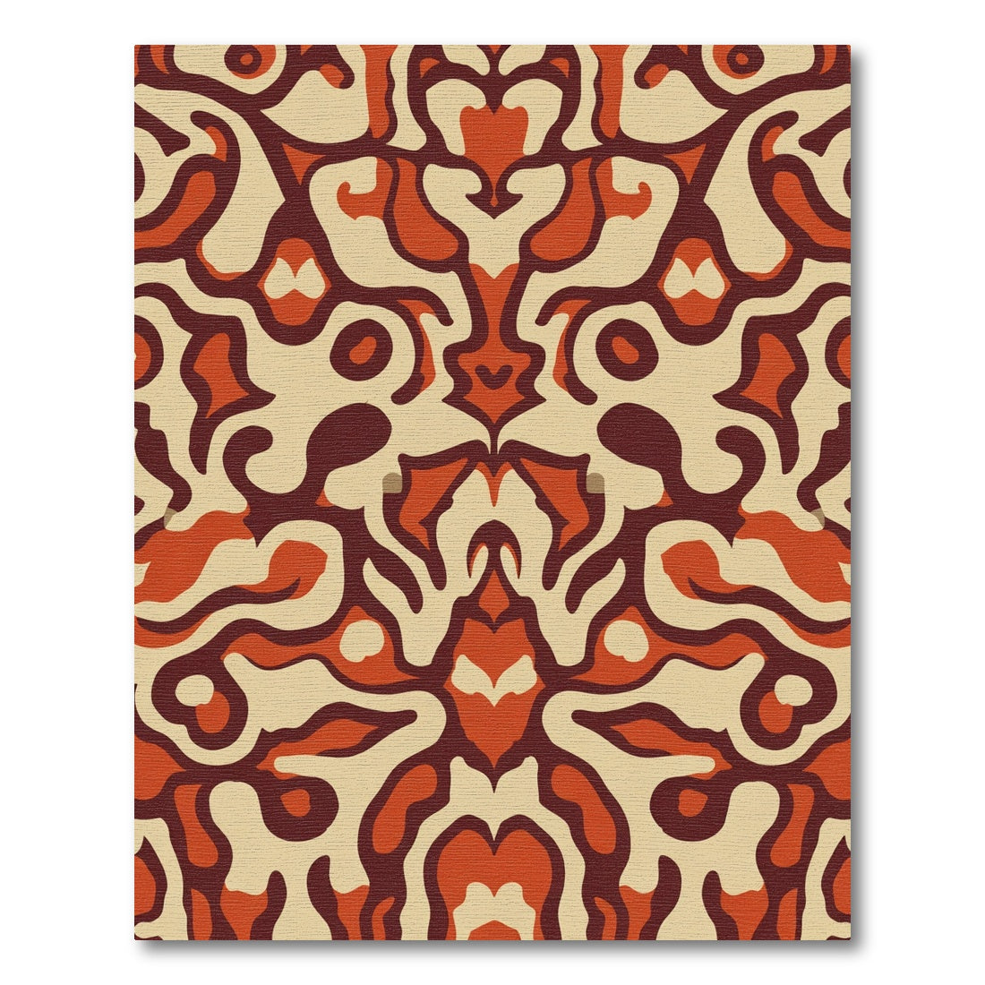 Burnt Orange Cream Abstract Swirl Rug