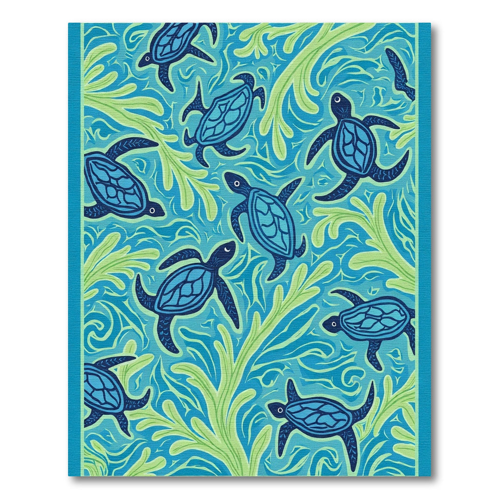Oceanic Blue Turtle Sea Kelp Rug