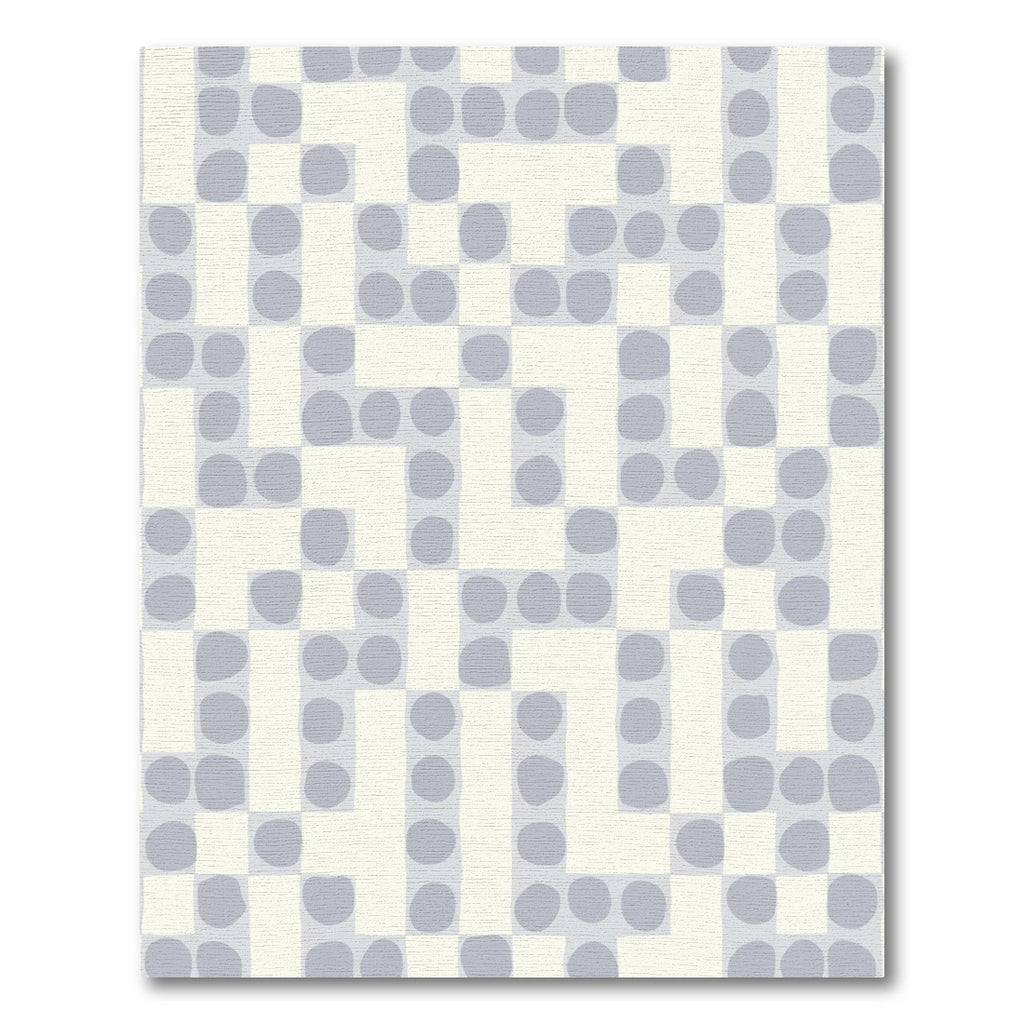 Subtle Abstract Grid Circles Cream Grey Rug