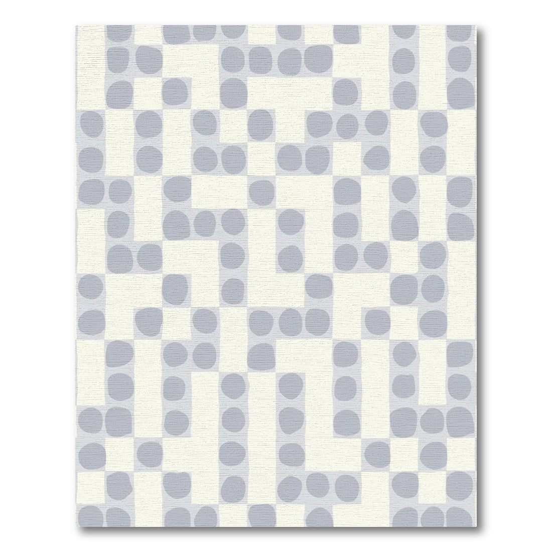 Subtle Abstract Grid Circles Cream Grey Rug