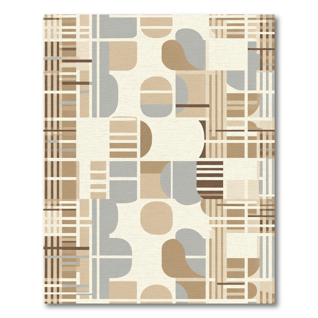 Modern Earthy Abstract Geometric Collage Rug