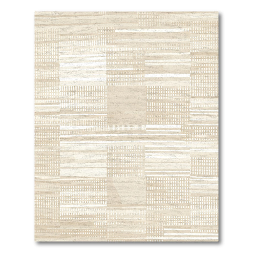 Neutral Beige Abstract Stripe Patchwork Rug