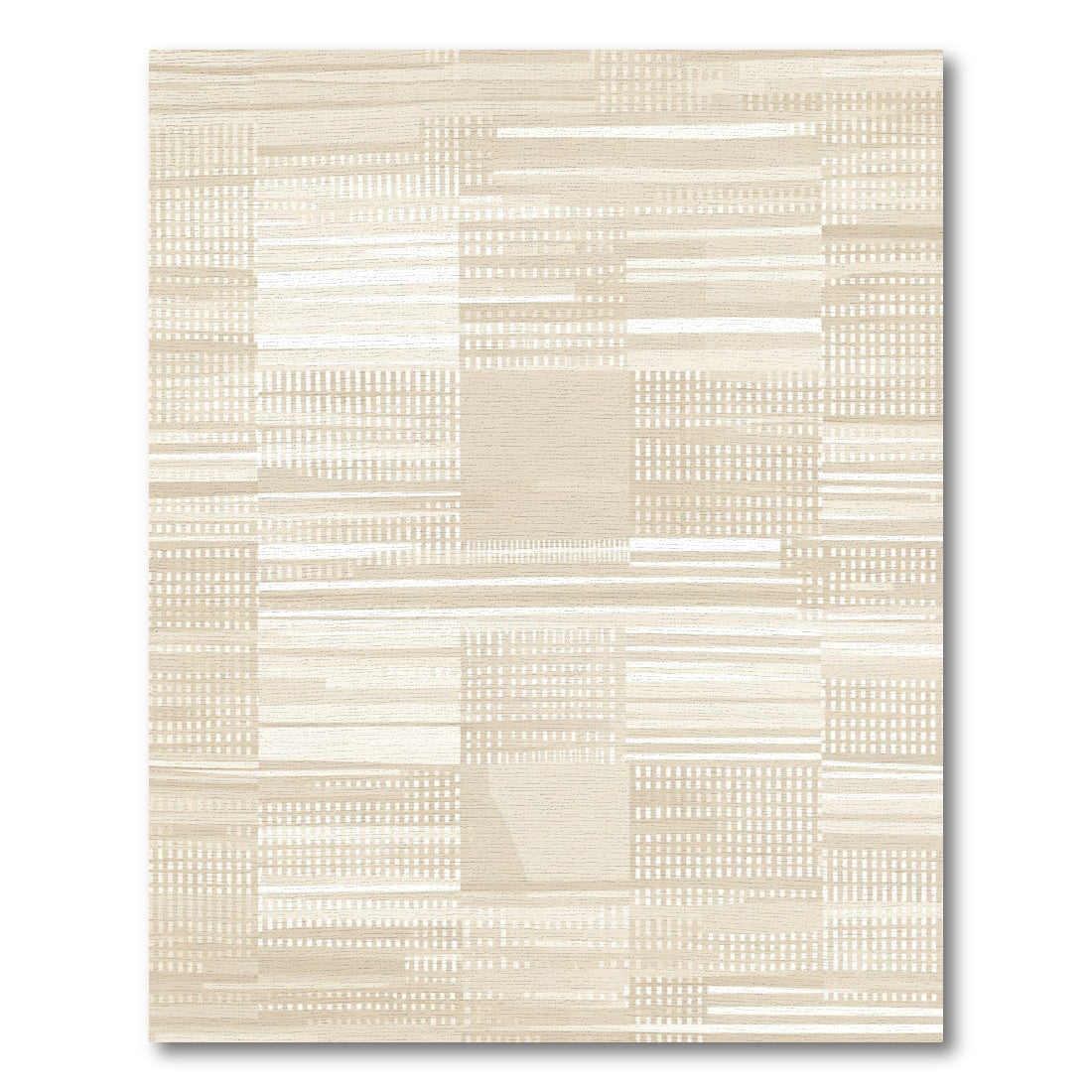 Neutral Beige Abstract Stripe Patchwork Rug