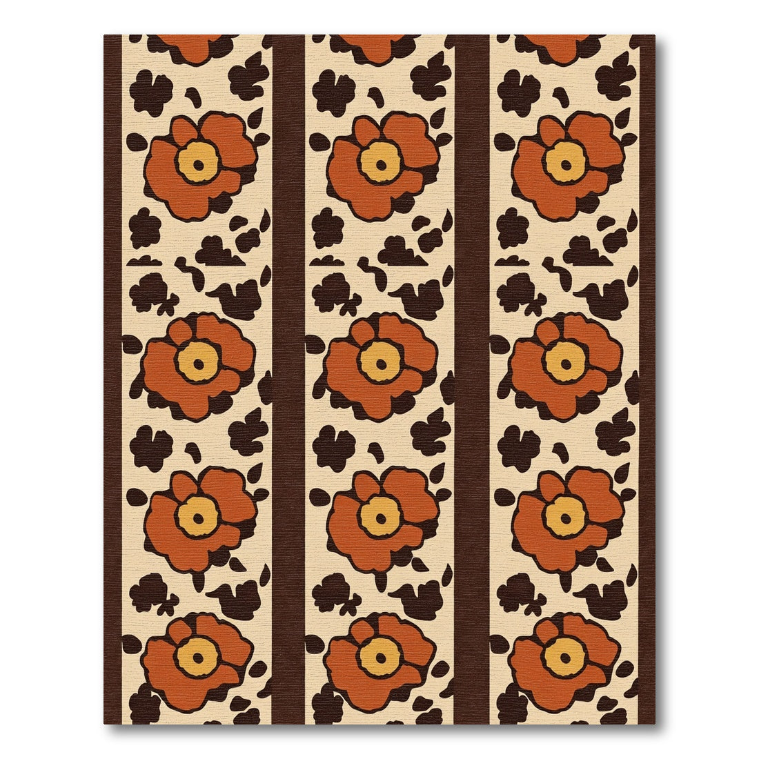 Terracotta Floral Stripe Textured Rug