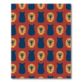 Rust Blue Bear Floral Repeat Rug