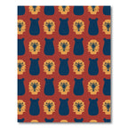 Rust Blue Bear Floral Repeat Rug