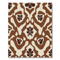 Cream Brown Floral Damask Layout Rug
