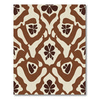 Cream Brown Floral Damask Layout Rug
