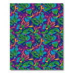 Bold Green Leafy Abstract Purple Rug
