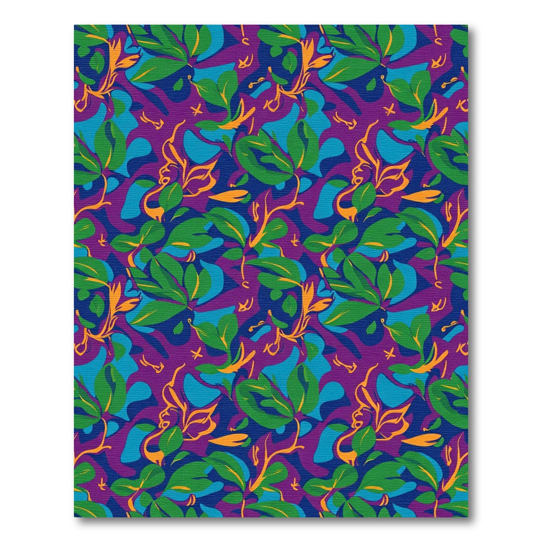 Bold Green Leafy Abstract Purple Rug