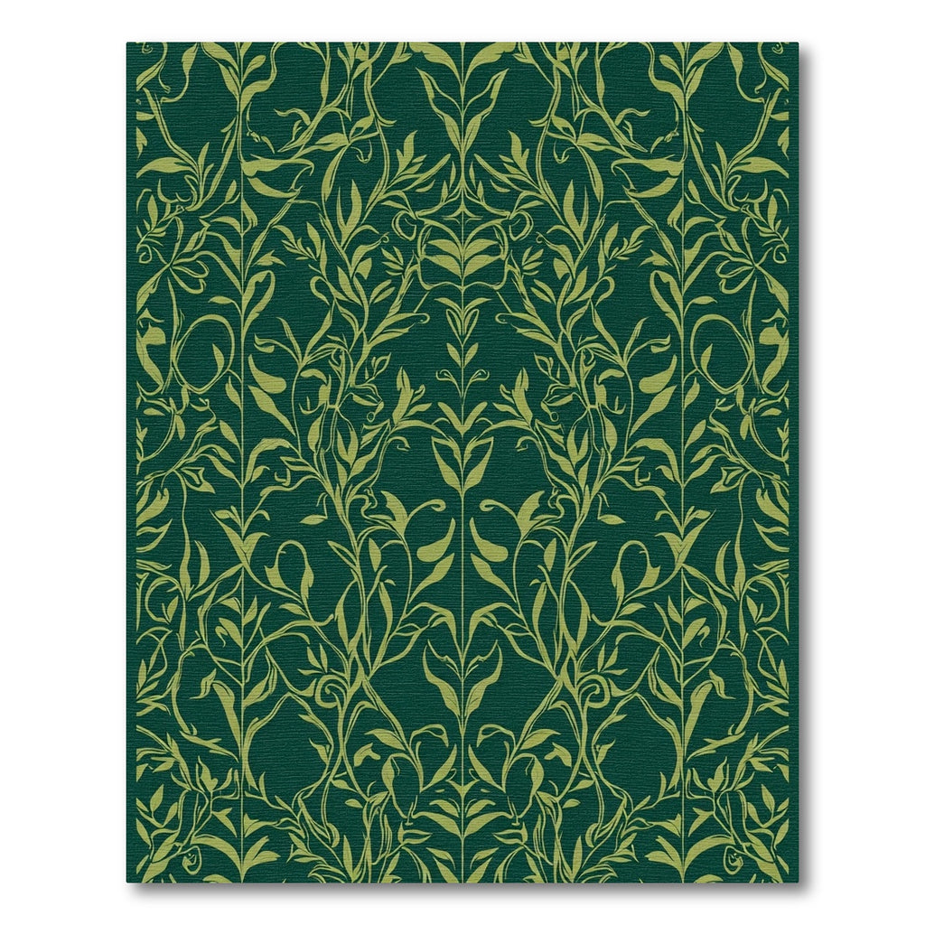 Deep Forest Green Vine Flourish Rug