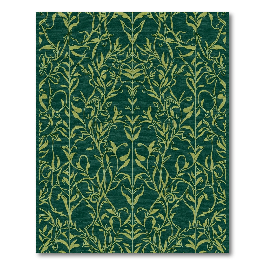 Deep Forest Green Vine Flourish Rug