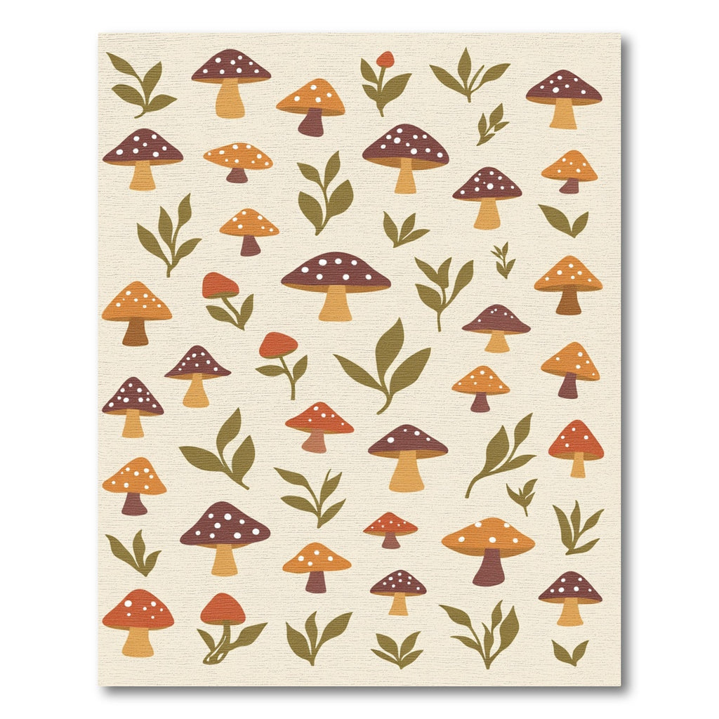 Earthy Mushroom Fungi Foliage Scatter Rug