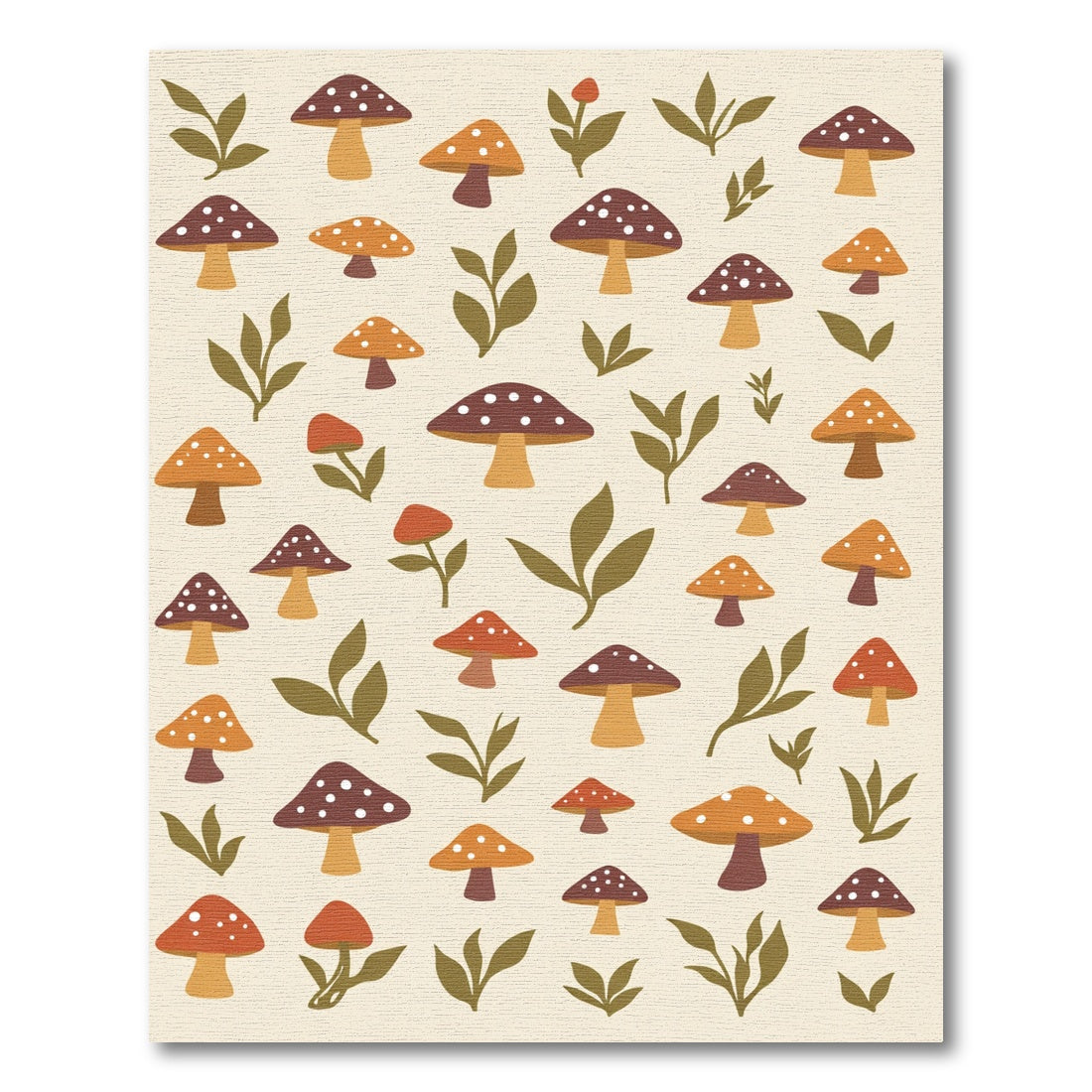Earthy Mushroom Fungi Foliage Scatter Rug