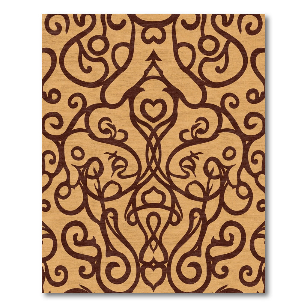 Brown Scrollwork Floral Medallion Rug