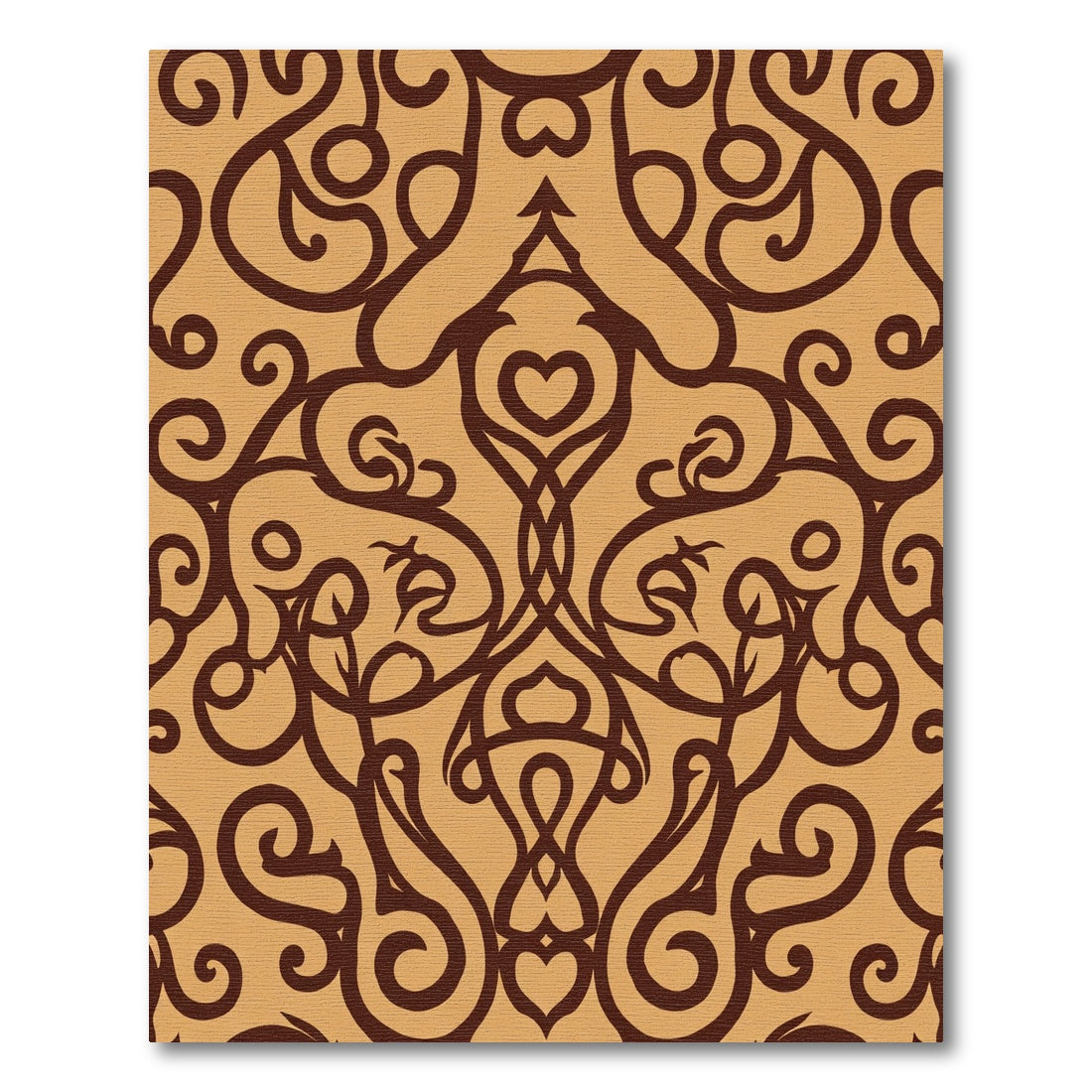 Brown Scrollwork Floral Medallion Rug